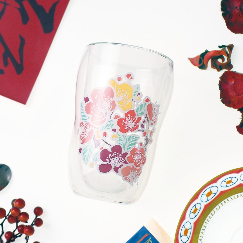 [GOODGLAS] flower open double cup 400ml - Mugs - Glass Red