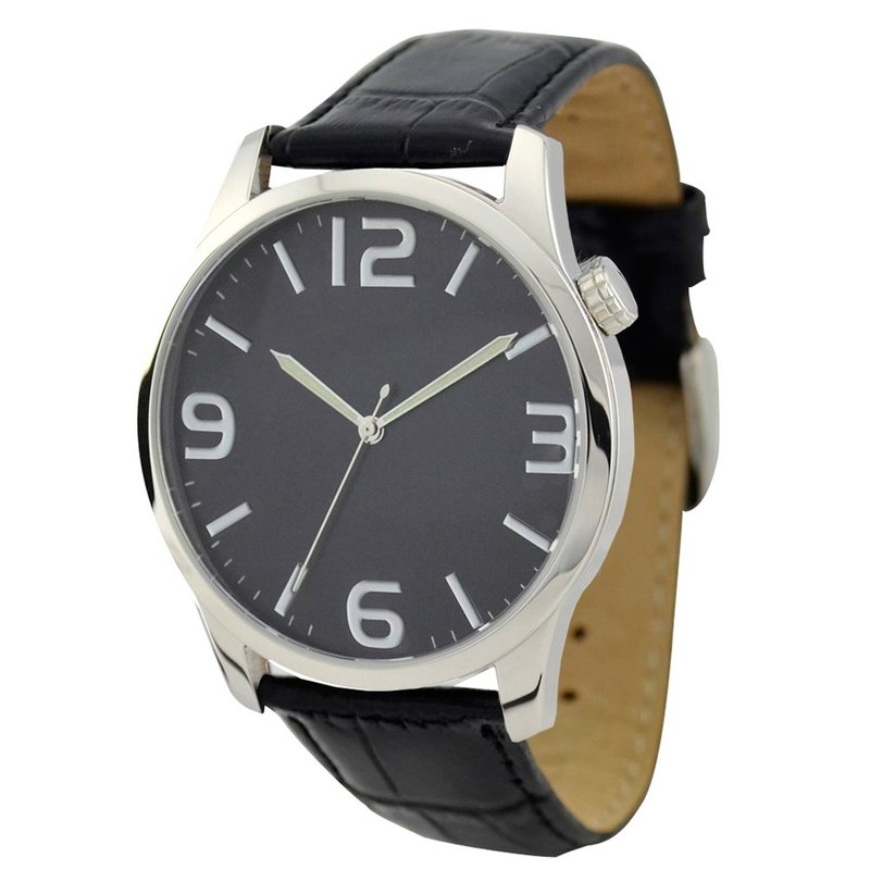 Men's Watch with big numberals - Women's Watches - Other Metals Black