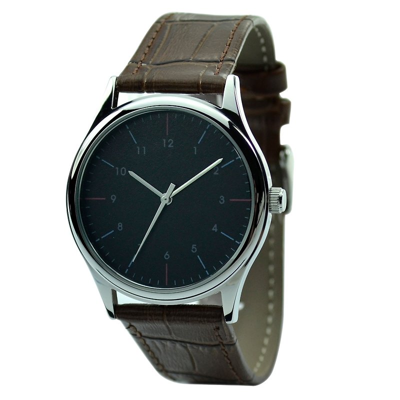 Simple watch (two-tone stripe)-unisex-free shipping - นาฬิกาผู้หญิง - โลหะ สีดำ