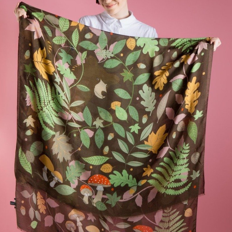 神祕森林cashmere圍巾 | Karen Mabon - 絲巾 - 絲．絹 咖啡色