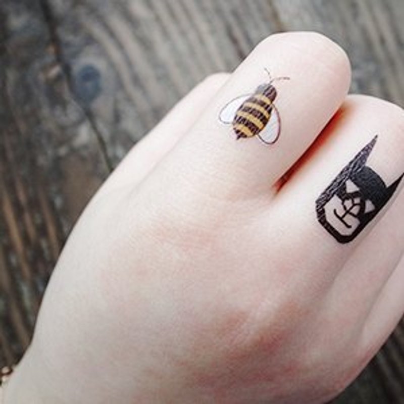 *tattoo* 嗡嗡小蜜蜂 刺青貼紙組 1組2隻 同款 - 貼紙 - 紙 黑色