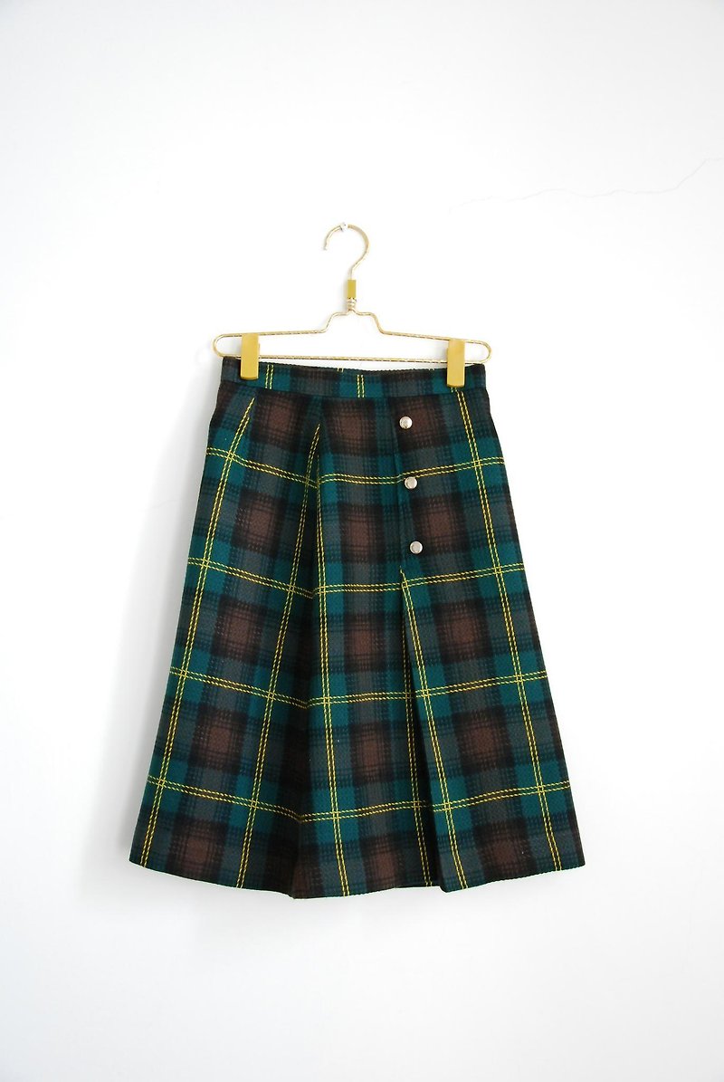 Gold buckle Plaid wool skirt - Skirts - Other Materials 