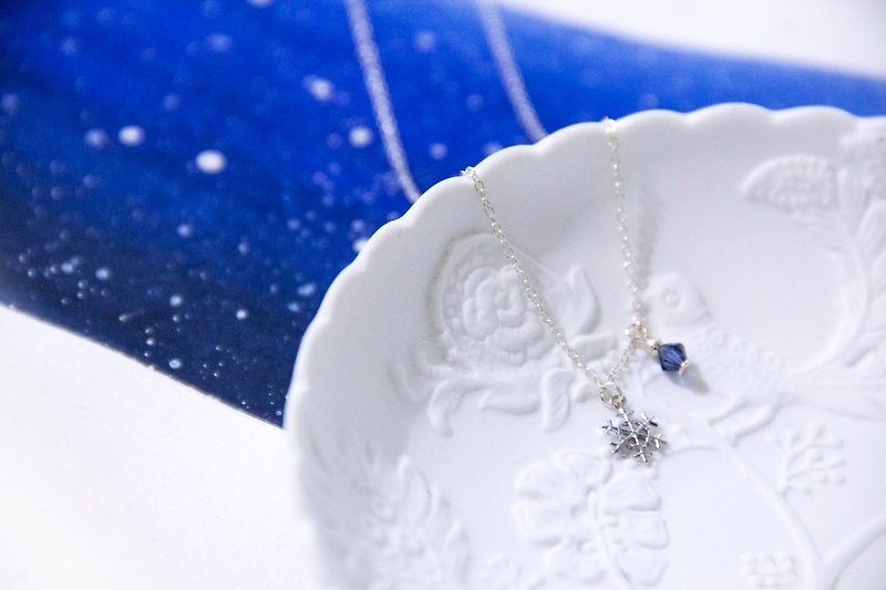 月光星/冬--925シルバーチェーンネックレスの鎖骨 - ネックレス・ショート - 宝石 ブルー
