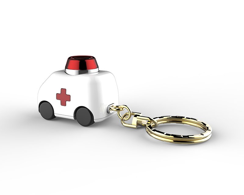 萌小車鑰匙圈-救護車 (聖誕節禮物) - 鑰匙圈/鑰匙包 - 塑膠 紅色