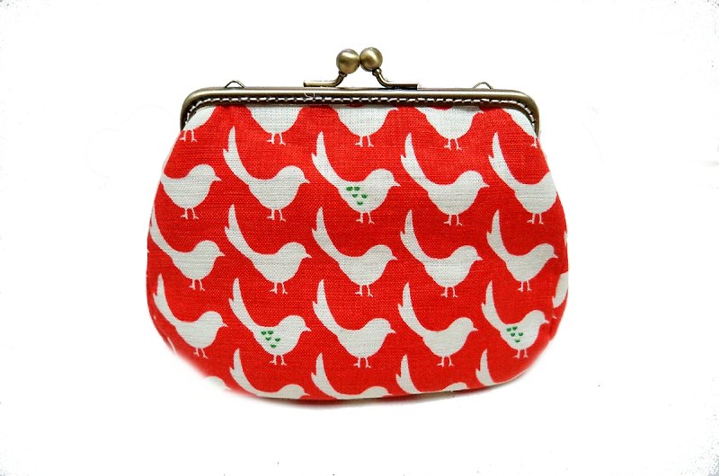 Orange birds meet the mouth gold bag / camera bag / cosmetic bag / sundries / large capacity - Toiletry Bags & Pouches - Cotton & Hemp Orange