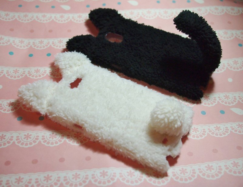 Fabric super cute plush kitten phone case protective case for Samsung Galaxy S3 Note2 Note3 HTC One Mini Butterfly S - อื่นๆ - วัสดุอื่นๆ สีดำ