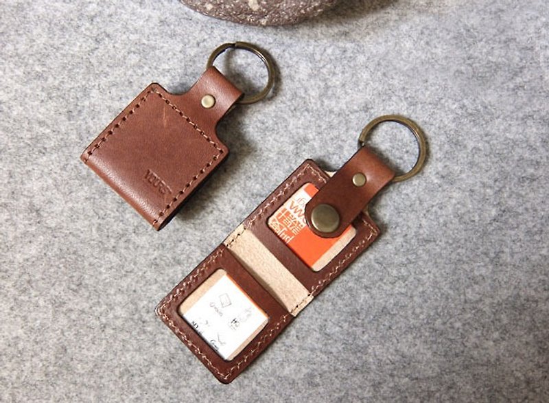 YOURS has memory key ring dark wood color - Keychains - Genuine Leather Multicolor