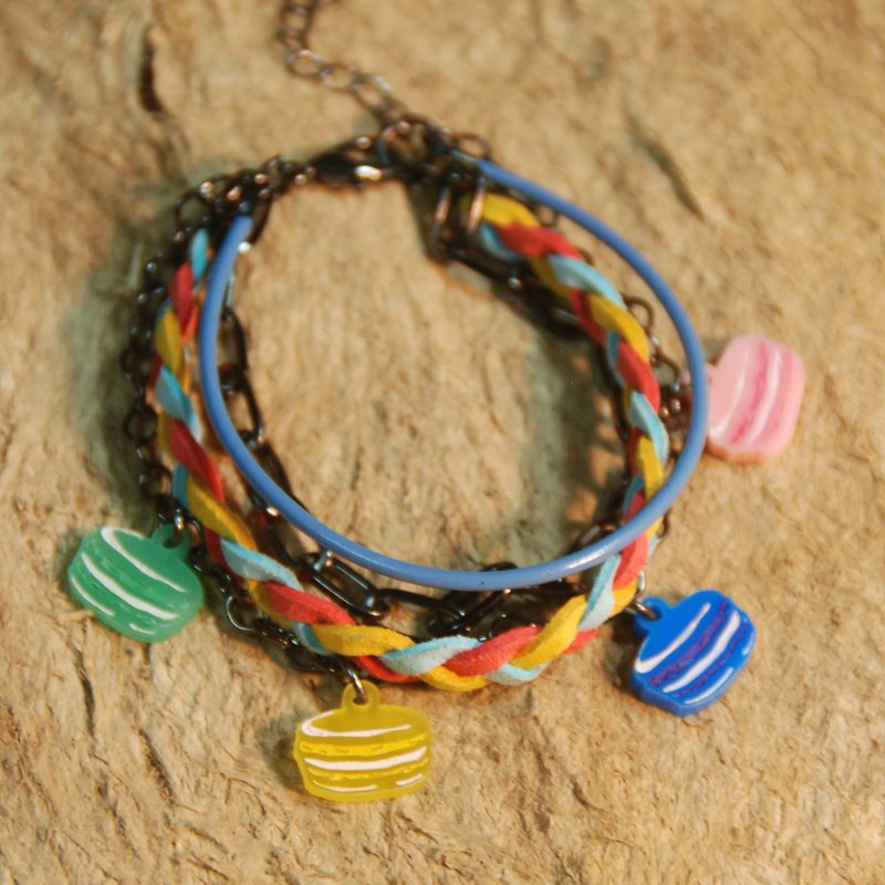 Macaron / colorful style / multi-layered braided rope bracelet / - Bracelets - Acrylic Multicolor