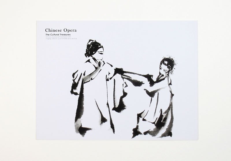 Ink Peking Opera Postcard---Peony Pavilion Series - การ์ด/โปสการ์ด - กระดาษ ขาว