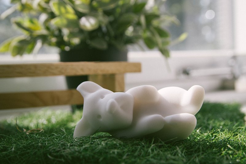【癒しの置物 | オーナメント】元気シュナウザー - 犬型石彫り - 置物 - 石 ホワイト