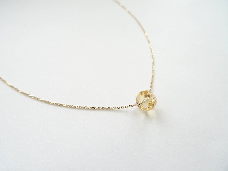 Citrine Faceted Rondelle 18K Yellow Solid Gold Dainty Adjustable Necklace - Necklaces - Gemstone Gold