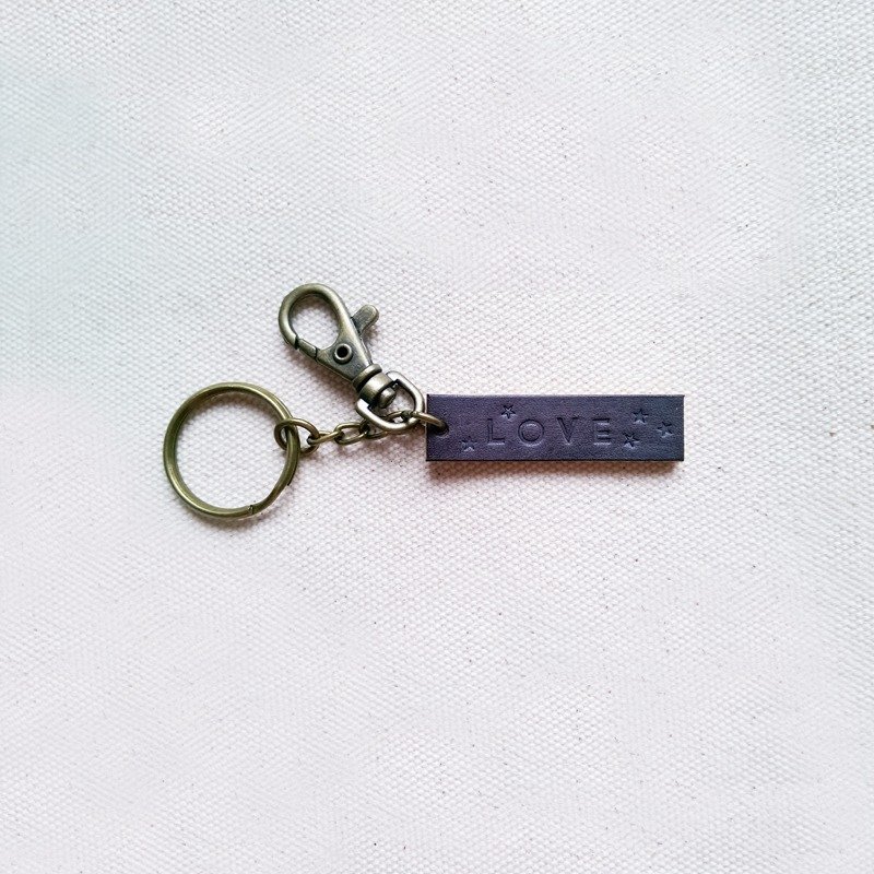 [Free Qiaozi] motto keychain - Blue Ash - Keychains - Genuine Leather Gray