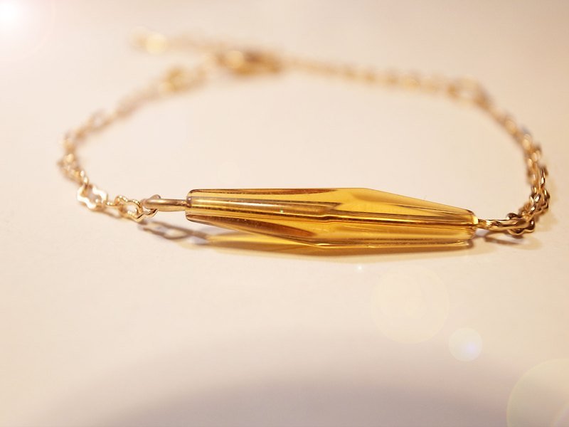 伊麗絲菱形沏面玻璃珠手鍊 - 手鍊/手環 - 其他材質 金色
