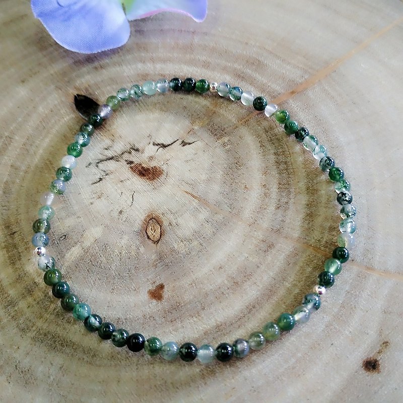 -Natural semi- Gemstone-Lucky Stone series-Seagrass agate sterling silver bracelet - Bracelets - Gemstone Green