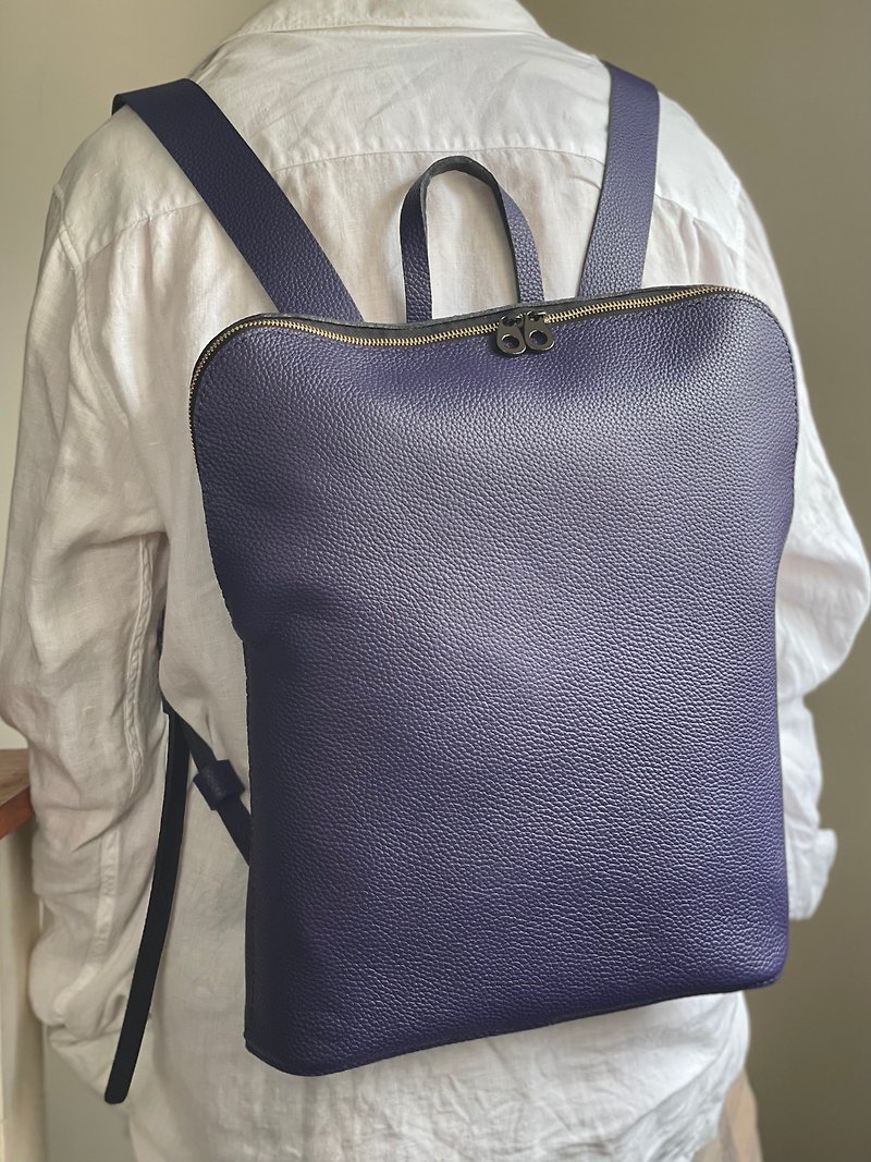 Zemoneni 黑色 工作包 電腦包 後背包 訂製牛皮 - 後背包/書包 - 真皮 紫色