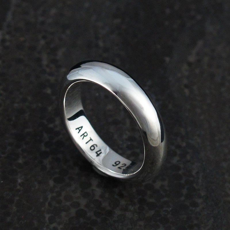 Customized ring-handmade thick plate plain ring curved surface 5mm sterling silver ring - General Rings - Sterling Silver Gray