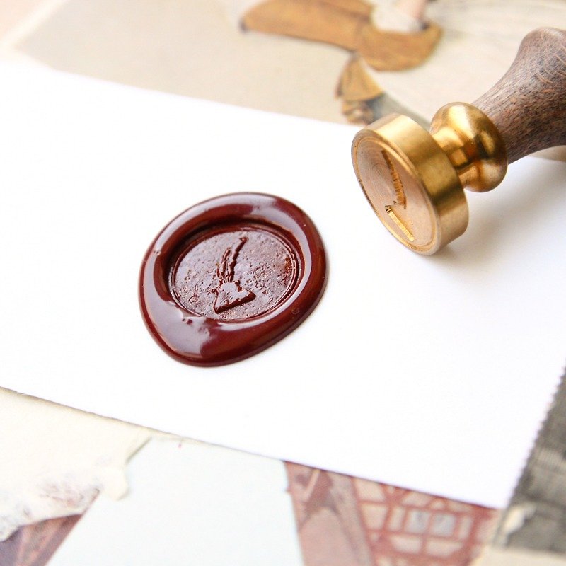 Sealing Wax Stamp Set w/a wax- Quill Pen Rest - ตราปั๊ม/สแตมป์/หมึก - โลหะ สีแดง