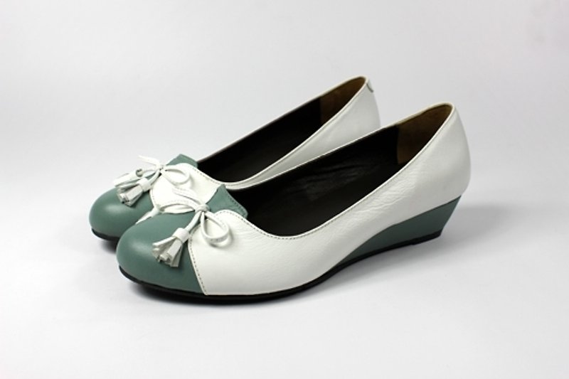 Green sweet wedge heels - High Heels - Genuine Leather Green