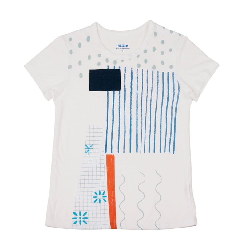 蘑菇mogu / T恤 / 大稻埕 / 空白 - Women's T-Shirts - Cotton & Hemp Multicolor