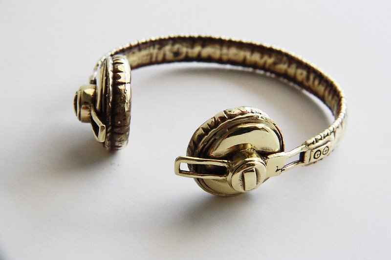 Headphone Bracelet - brass metal bangle/ cuff - Bracelets - Other Metals Gold