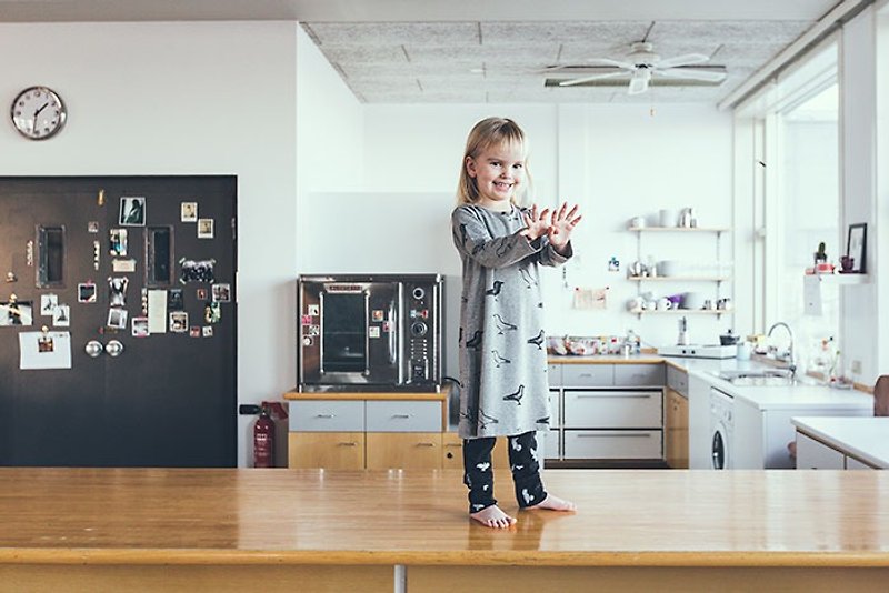 【北歐童裝】冰島有機棉長袖洋裝1歲至6歲 灰色 - 男/女童禮服 - 棉．麻 