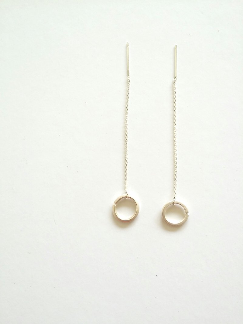 Fine chain sterling silver earrings dangle - ต่างหู - เงินแท้ ขาว