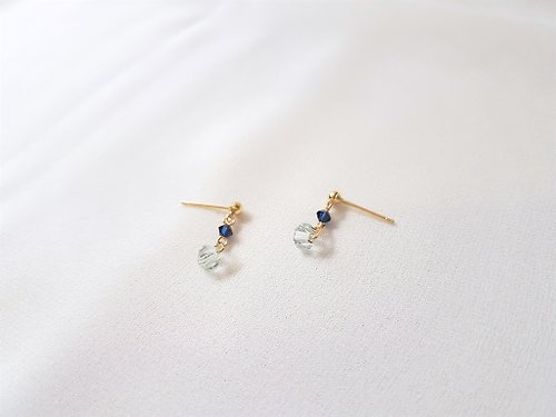 :: Magenta . L :: 森林芬多精 ‧ 水晶 珍珠 耳環 (藍)