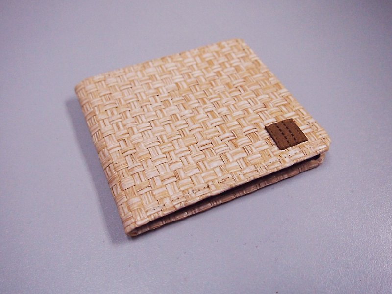Paralife Custom Handmade White Brown Grass Woven Short Wallet / Clutch / Purse  - Wallets - Paper 