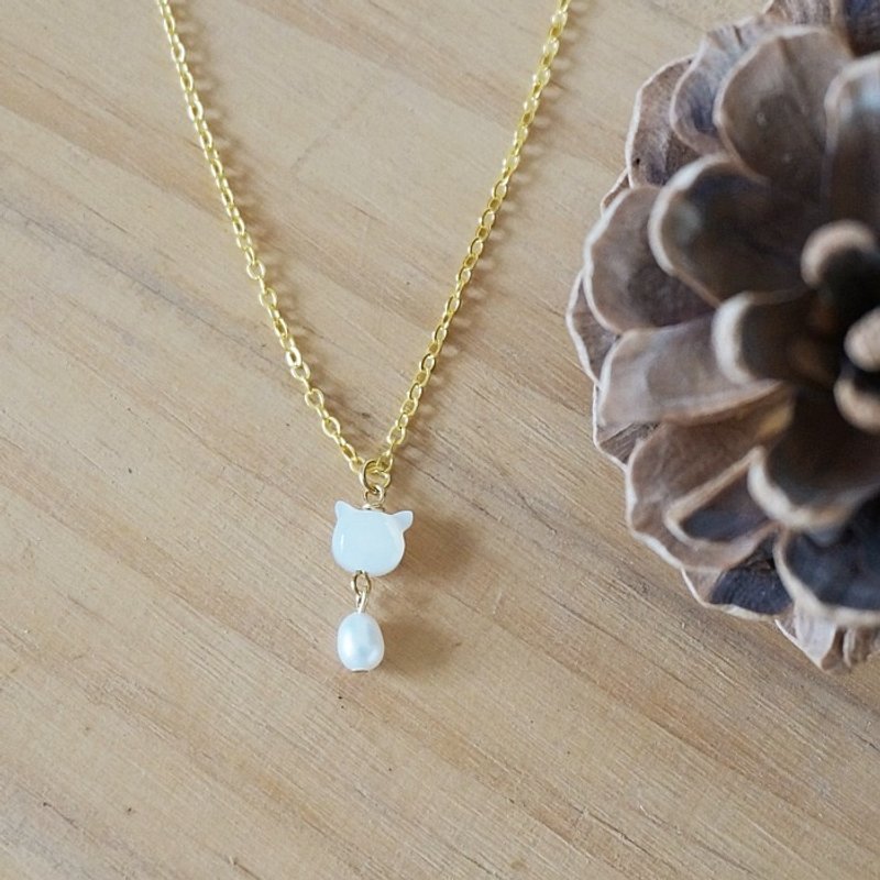 {} KNL0094限定子猫真珠のチェーン鎖骨 - ショートネックレス - 宝石 ホワイト