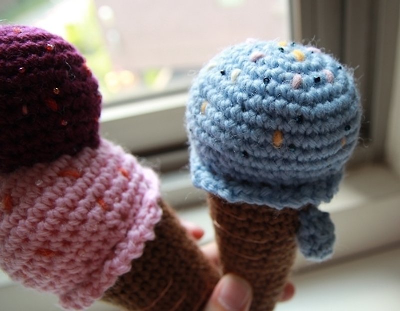 Amigurumi crochet doll: Play food, Ice cream x 2 - ของเล่นเด็ก - วัสดุอื่นๆ หลากหลายสี