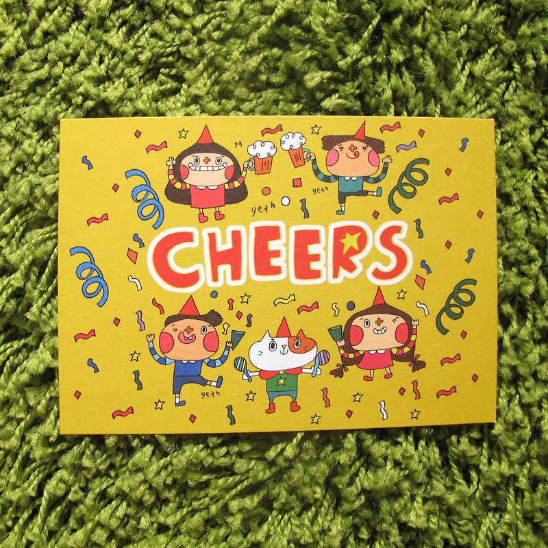 Flowers big nose postcard -CHEERS! - การ์ด/โปสการ์ด - กระดาษ สีเหลือง