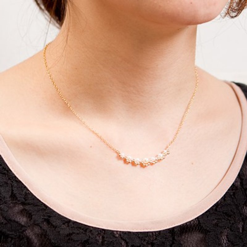 Like a frill necklace - 14kgf & Fresh Water Pearl - FrillN01 - สร้อยคอ - โลหะ ขาว