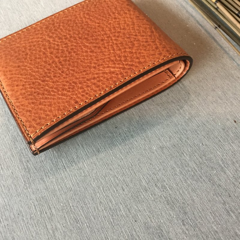 isni short wallet / handmade leather design - Wallets - Genuine Leather Brown