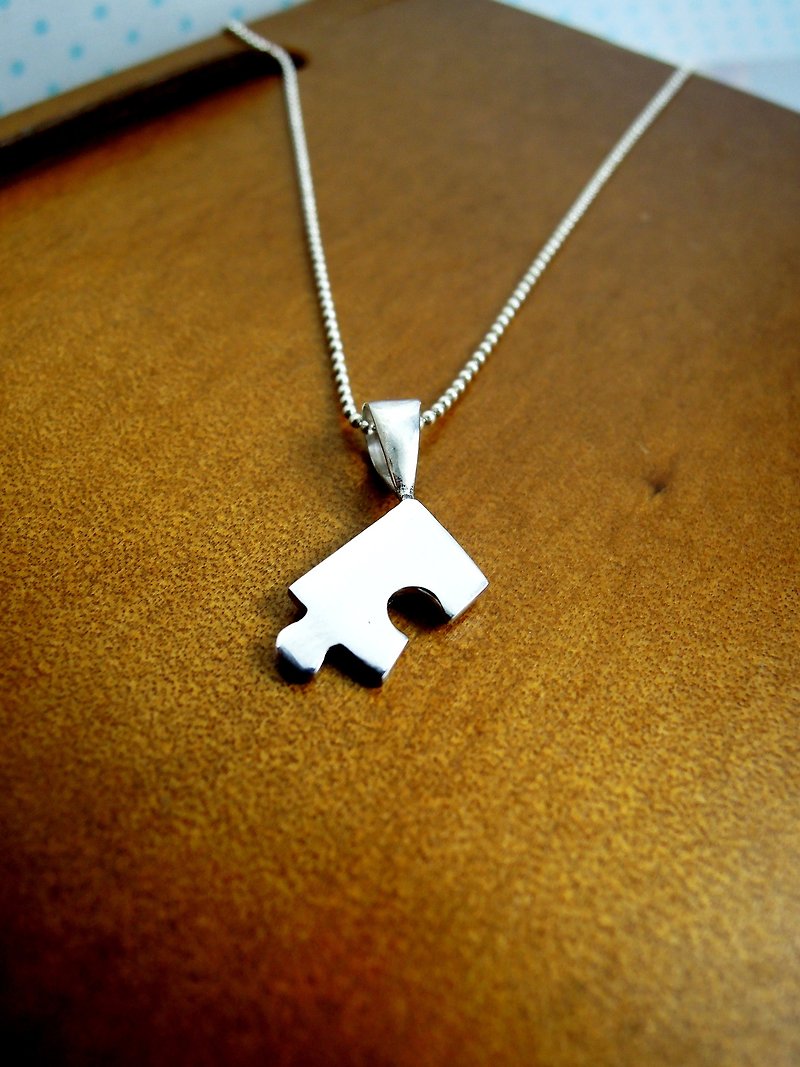 Jigsaw Silver necklace / clavicle chain / gift / anniversary / Valentine - สร้อยคอทรง Collar - โลหะ ขาว