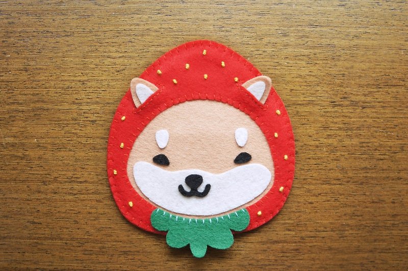 Mangogirl Healing Strawberry Shiba Inu Handmade Coaster - Coasters - Other Materials 