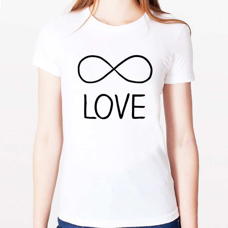 Forever Love-infinity#2 Girls Short Sleeve T-shirt-2 Colors True Love Forever Eternal Love Wenqing Art Design Fashionable Text - Women's T-Shirts - Other Materials Multicolor