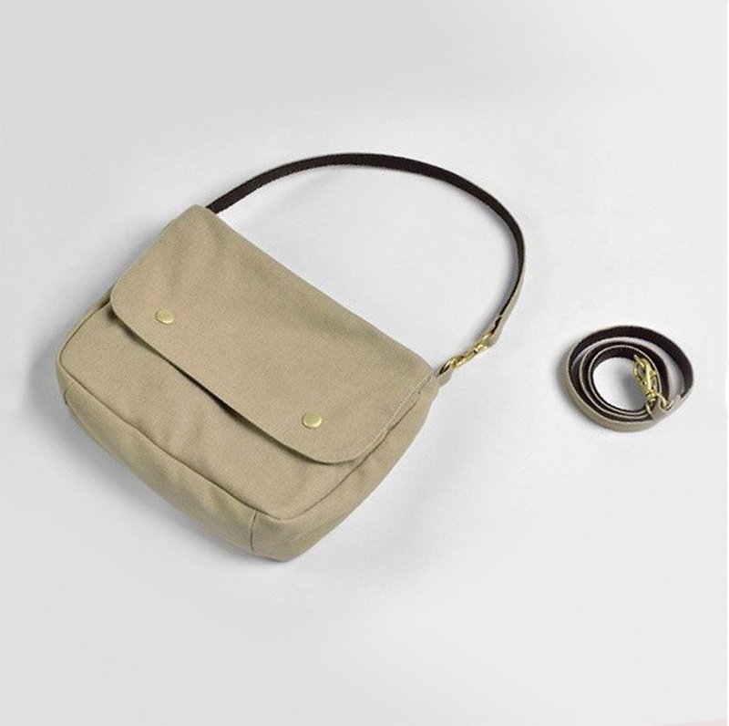Multi-function portable bag - khaki - กระเป๋าแมสเซนเจอร์ - ผ้าฝ้าย/ผ้าลินิน สีกากี