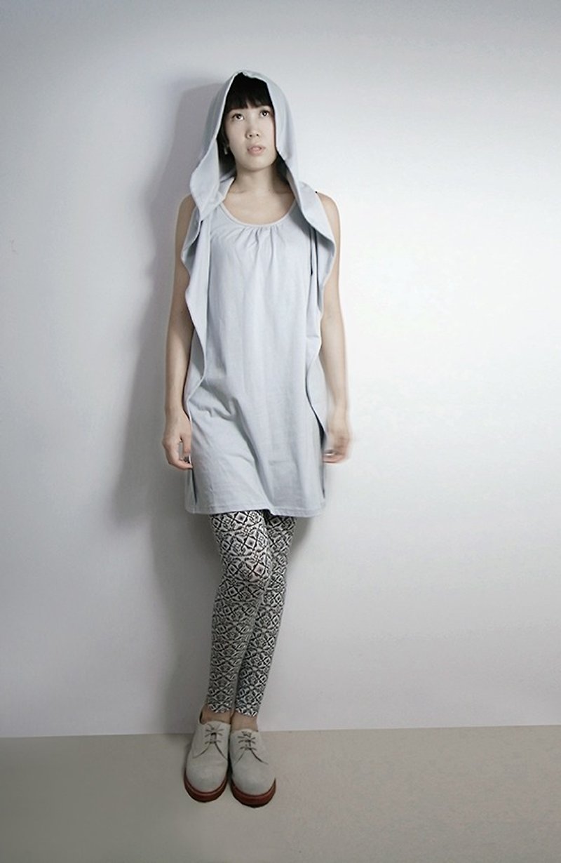 I. A. N Design gray organic cotton Hooded Long Vest Organic Cotton - Women's Tops - Cotton & Hemp Gray