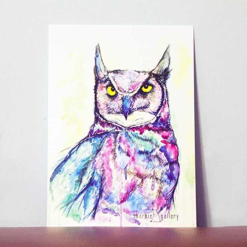 貓頭鷹 明信片 (Owl Postcard) - 卡片/明信片 - 紙 多色