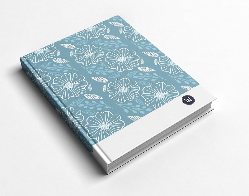 Blue flower line handmade book/notebook/handbook/diary-Rococo strawberry WELKIN - สมุดบันทึก/สมุดปฏิทิน - กระดาษ สีน้ำเงิน