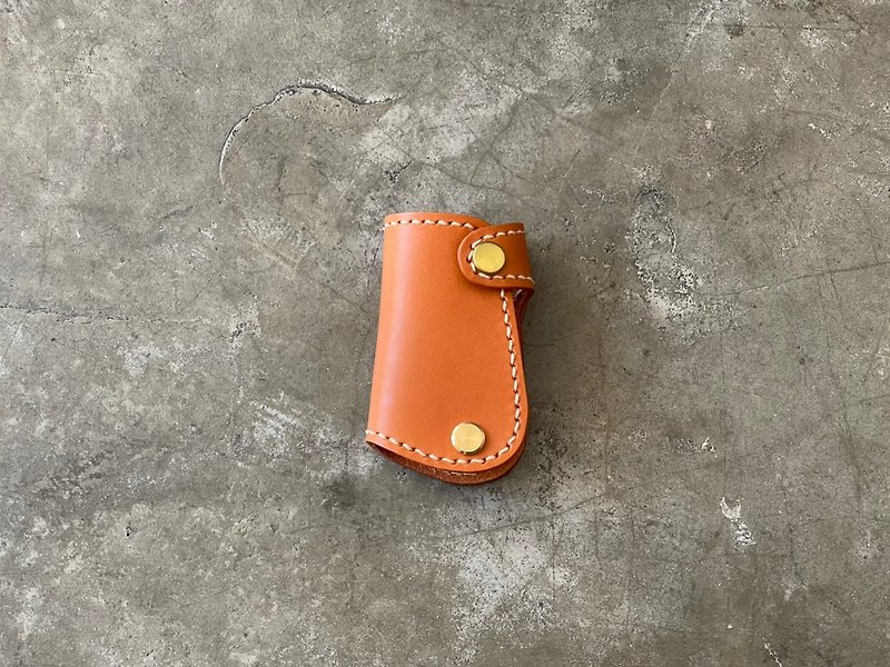 【Mini5】手工縫線汽車鑰匙包/偉士牌鑰匙(棕) - 鑰匙圈/鑰匙包 - 真皮 咖啡色