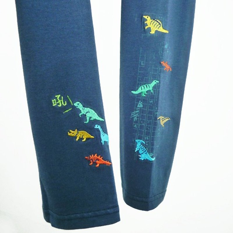 Dinosaur Eraser Panties / Dark Blue - Women's Pants - Cotton & Hemp Blue