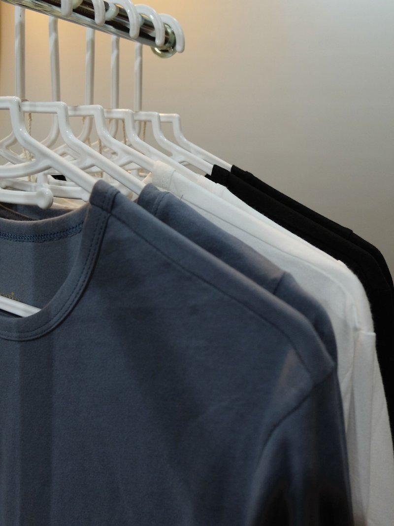 Gain Giogio solid color men's long-sleeved 100% organic cotton T - เสื้อยืดผู้ชาย - ผ้าฝ้าย/ผ้าลินิน สีเทา