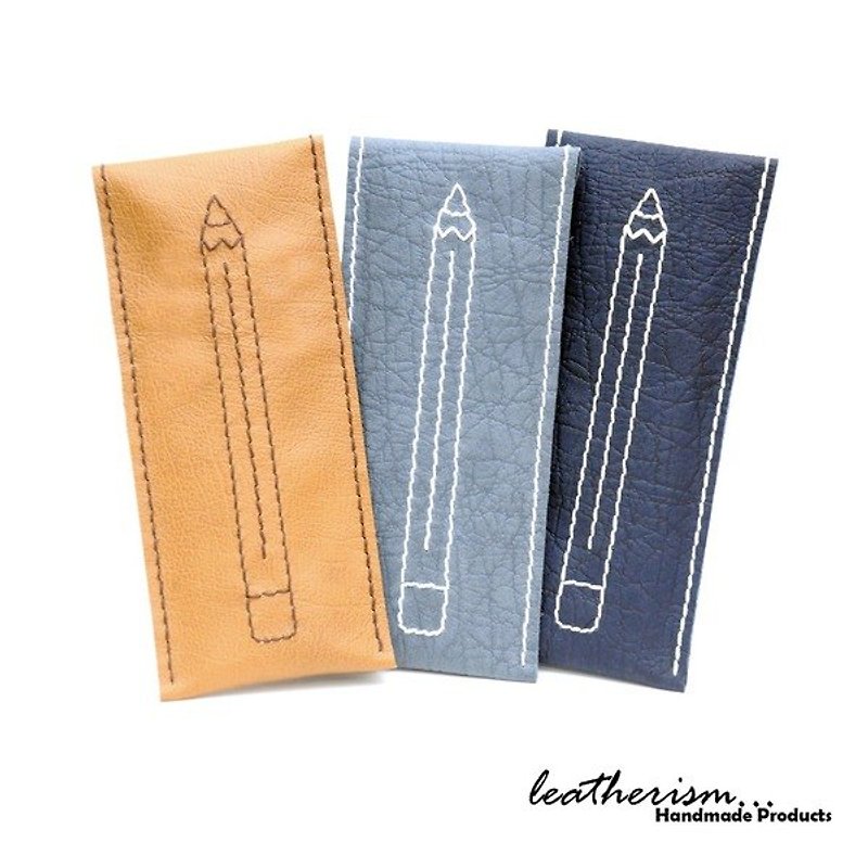 鉛筆縫線圖案的牛皮筆袋 by Leatherism Handmade Products - Pencil Cases - Genuine Leather Brown