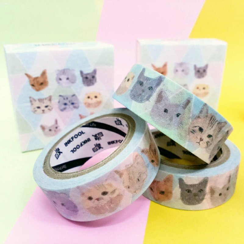 印傻子 貓喵喵 design by Bonjour Andrea *0903快閃款* - 紙膠帶/和紙/PET - 紙 