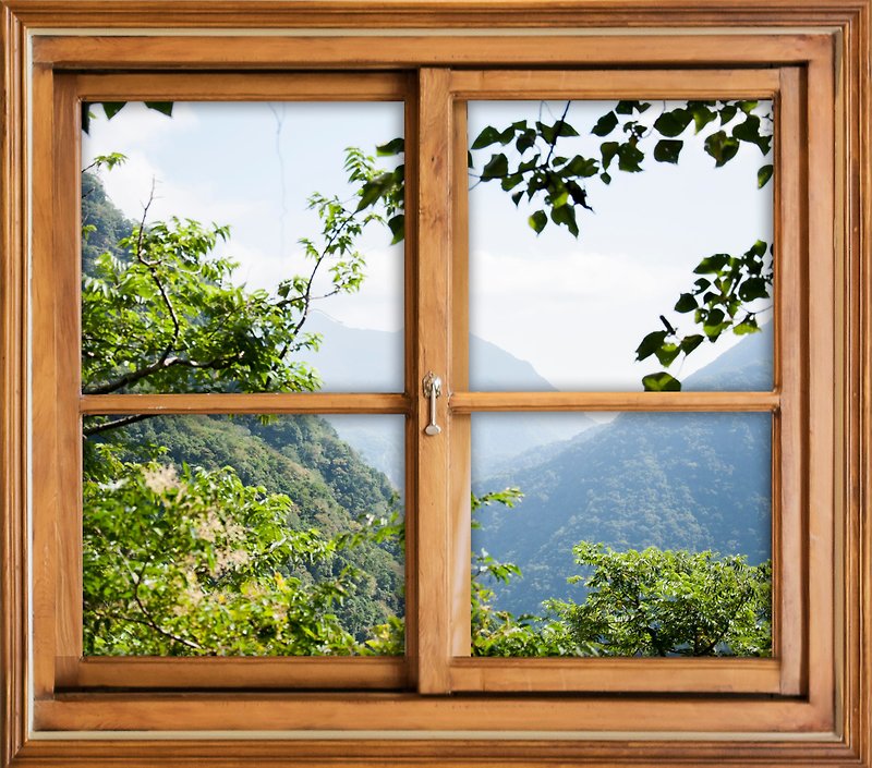 Photography-Open a window with plants for myself-I live on the mountain - โปสเตอร์ - กระดาษ สีเขียว