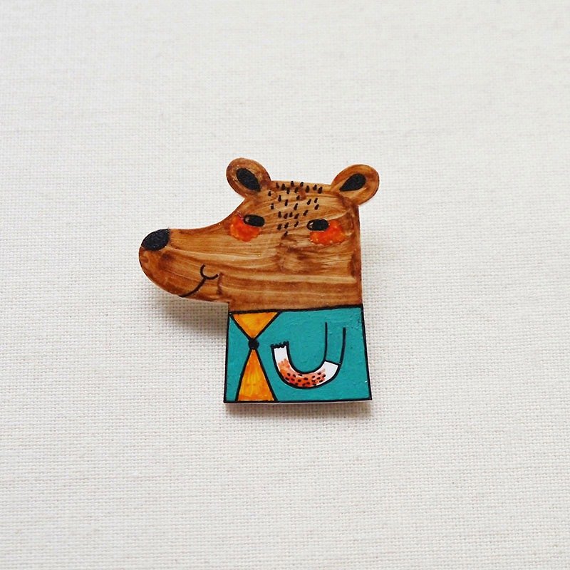 Chok Chok Mr. Mousey - Handmade Shrink Plastic Brooch or Magnet - Wearable Art - Made to Order - Brooches - Plastic Brown