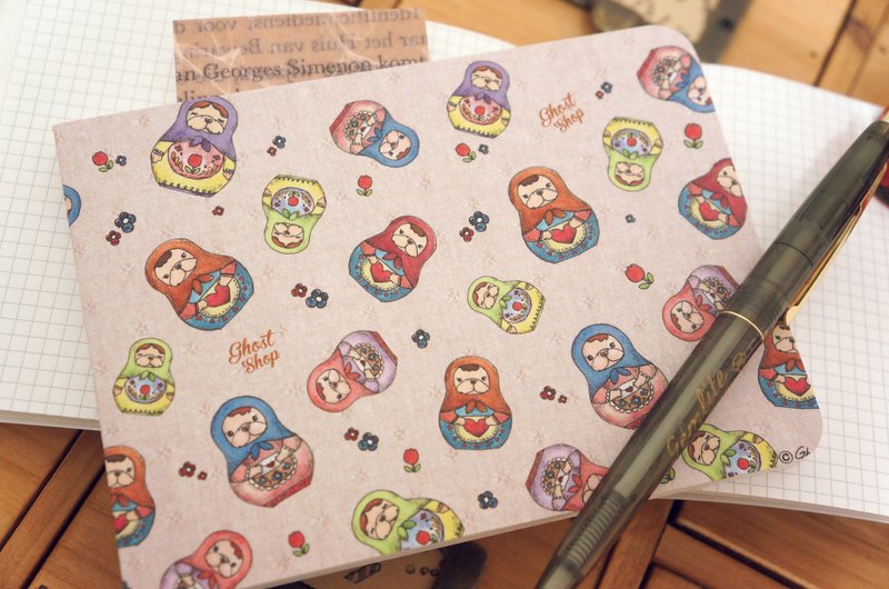 A6 Notebook - French fighting Russian Dolls - สมุดบันทึก/สมุดปฏิทิน - กระดาษ สึชมพู