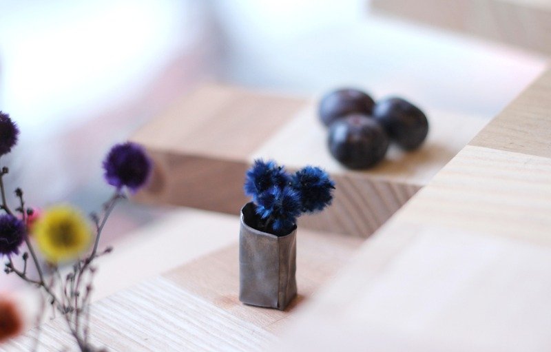 小さなブルーベリー¥乾燥花柄 - 観葉植物 - 金属 ブルー
