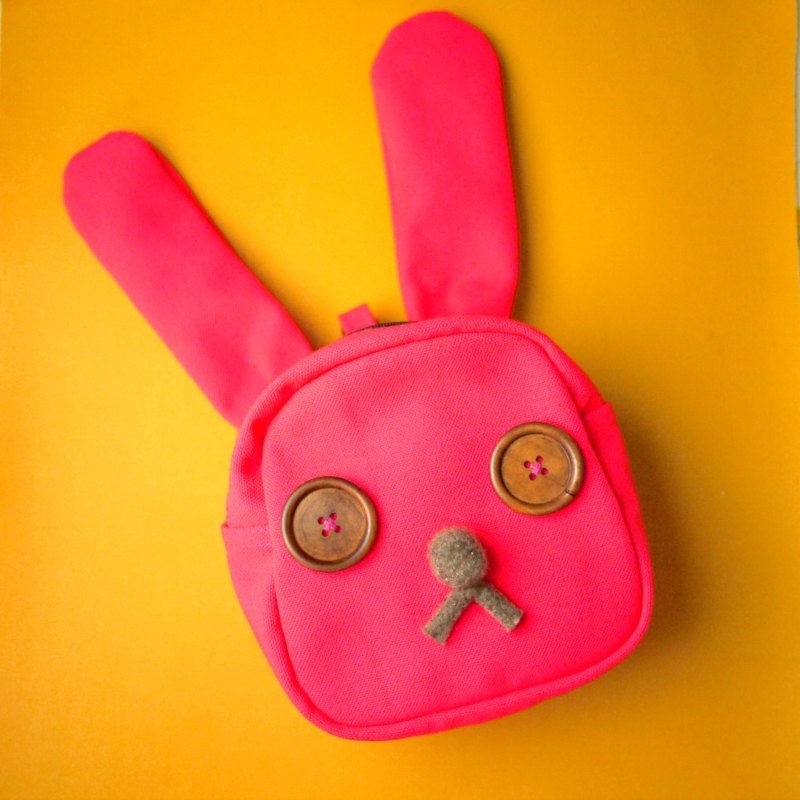 防走失粉紅小兔 pinky rabbit - Bibs - Cotton & Hemp Pink